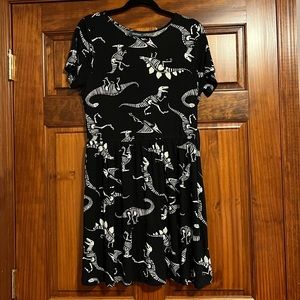 Modcloth Ensemble Observation Knit Dress in Dino Skeleton Print Size L
